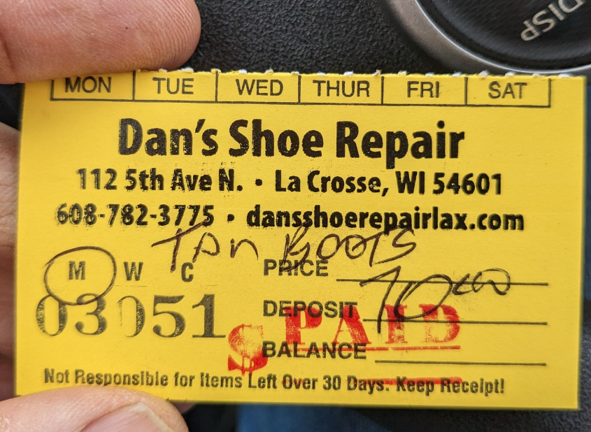 Picture of the repair ticket