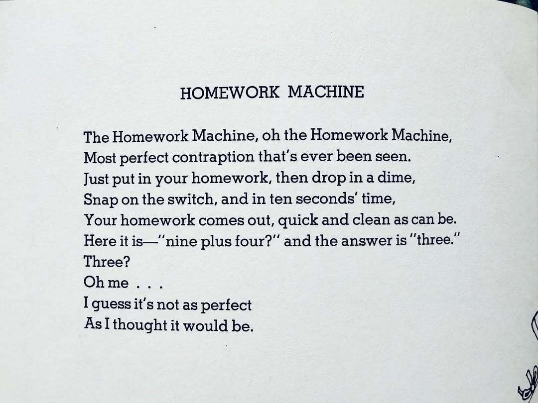 The homework machine, poem by Shel Silverstein